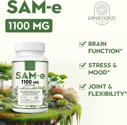 Miniatura 5 de 1100mg SAM-e (S-Adenosil-L-Metionina), SAM e Suplemento para el estado de ánimo, articulaciones e hígado, la concentración más alta de S activa