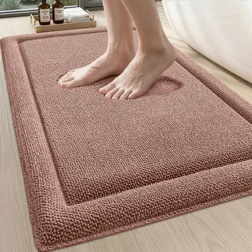 Miniatura 11 de DEXI Tapete de baño de espuma viscoelástica de 24 x 17 pulgadas, tapete de baño de felpilla suave y absorbente, antideslizante, de secado rápido