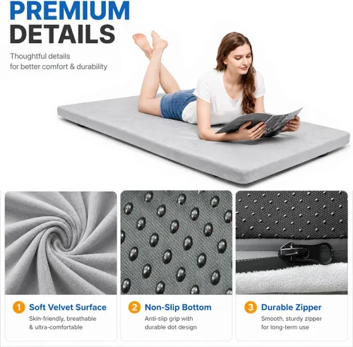 Miniatura 5 de Colchón de espuma para camping - Tapete enrollable portátil para dormir para coche, tienda de campaña, cuna y suelo - Impermeable, cómodo y compacto