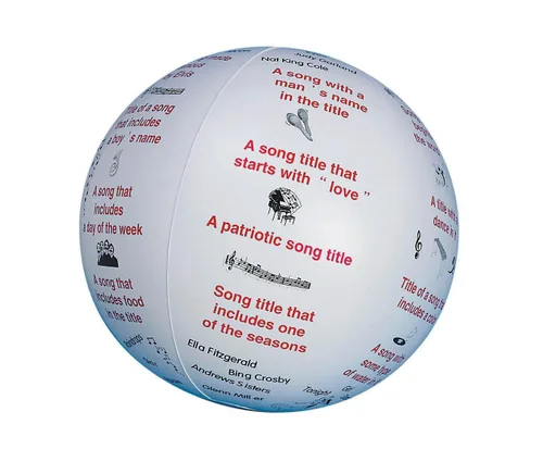 S&S Worldwide Toss 'n Talk-About Pelota, música. Bola estilo pelota de playa, 16 pulgadas de diámetro inflado. Bola de inicio de conversación que