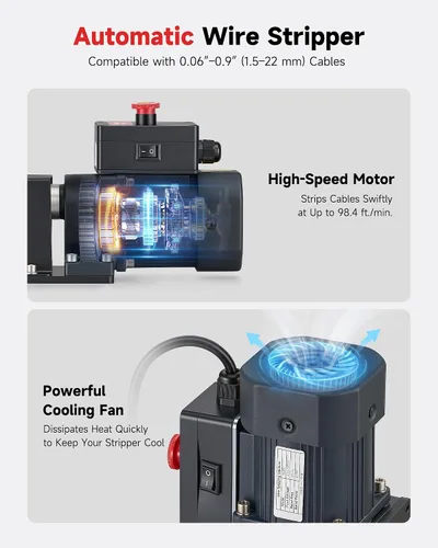Miniatura 2 de CREWORKS - Máquina pelacables eléctrica, pelacables eléctrico para cables de cobre de 0.06 a 0.9 pulgadas (0.059-0.866 in) con 3 modos de operación