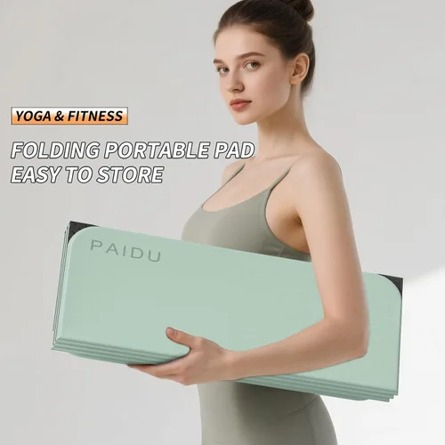 Miniatura 3 de PAIDU Esterilla de yoga plegable para fitness, extra gruesa de 2/5 pulgadas (0.394 in) TPE antideslizante certificado SGS 75 x 26 pulgadas extra