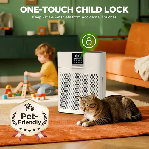 Miniatura 9 de Purificadores de aire para el hogar, habitación grande de hasta 2180 pies cuadrados, purificador de aire HEPA DBFIT con prefiltro de nailon lavable