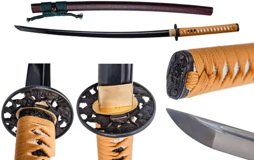 Miniatura 15 de Samurai Katana,1060 acero de alto carbono,Acero T10,Acero de Damasco,Aleación Tsuba,Mango de madera maciza