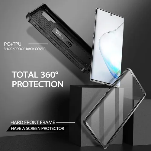 Miniatura 3 de Dexnor Funda para Samsung Galaxy Note 10+ Plus, [protector de pantalla y soporte integrados] Protección de grado militar resistente a prueba de Negro