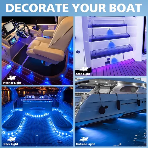 Miniatura 8 de Luces LED para Interior de Barco, Cubierta Marina Cockpit, Luz de Cortesía, IP68, Impermeable, Iluminación Subacuática para Barco de 9-36V para Azul