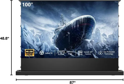 Miniatura 7 de IN&VI Pantalla de proyector motorizada para proyector de tiro largo/estándar, pantalla de cine para cine en casa, pantalla de proyector motorizada