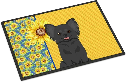 Miniatura 286 de Caroline's Treasures WDK5313MAT Airedale Terrier - Tapete para puerta delantera de 18 x 27 pulgadas, diseño de girasoles de verano, para entrada