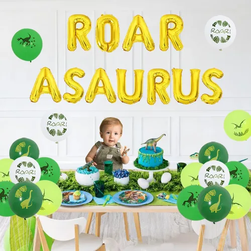 Miniatura 5 de Decoraciones de cumpleaños de One a Saurus, decoraciones de primer cumpleaños con temática de dinosaurio con rugido de Oneasaurus, globos