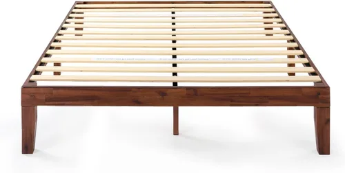 Miniatura 5 de Mellow Naturalista Classic - Cama de plataforma de madera maciza de 12 pulgadas con listones de madera, no necesita somier, fácil montaje