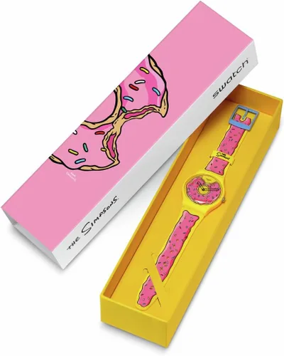 Miniatura 5 de Swatch Reloj casual de donas de los Simpsons Seconds of Sweetness, Amarillo, Los Simpson