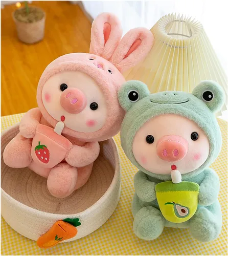 Miniatura 2 de AZCHEN Cerdo de peluche de cerdo, disfraz de cerdo, rana, tigre, conejo, lindo muñeco de peluche para niñas y niños, regalo de fiesta de cumpleaños