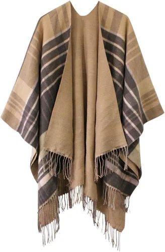 Miniatura 18 de Urban CoCo Poncho vintage de invierno para mujer, capa con borlas, chal envolvente
