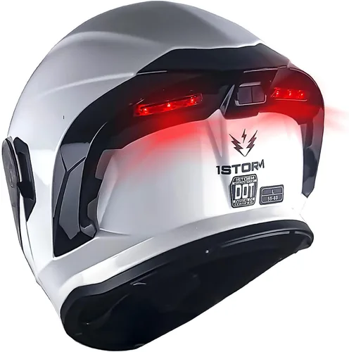 Miniatura 20 de 1Storm Nuevo Casco Modular de Motocicleta con Visera Dual, Protección Solar Completa y Luz Trasera LED Recargable: LED-X90 Flecha Azul