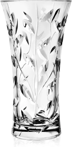 Jarrón – Vidrio de apertura redonda – Florero – para flores – Rosas – Diseñado – 9.75 pulgadas de alto – por Barski – Fabricado en Europa