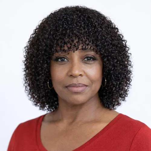 peluca corta de cabello humano rizado con flequillo sin encaje frontal para mujeres, peluca rizada tipo Jerry, 12 pulgadas, color negro natural
