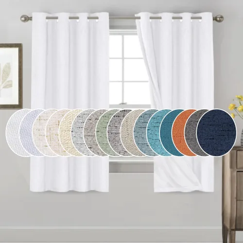 Miniatura 175 de Primitive - Cortinas opacas 100 % de lino texturizado natural para dormitorio, sala de estar, cortinas para ahorra energía, tela de arpillera