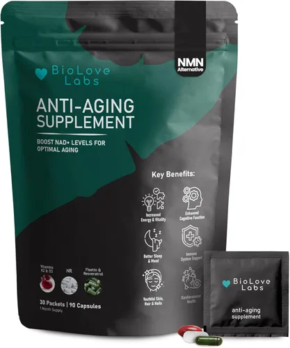 NAD 3 en 1 Booster: ribósido de nicotinamida (NR), fisetina, resveratrol, K2 y D3 | Apoya el envejecimiento saludable del cerebro, el cuerpo, el