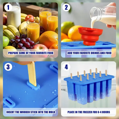 Miniatura 5 de Moldes de silicona para paletas, moldes de paletas de grado alimenticio para niños, molde de paletas caseras, molde de helado sin BPA