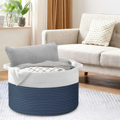 Miniatura 5 de MEGASKET Cesta de cuerda extra grande, cesta de almacenamiento de mimbre tejida XXXL, organizador y almacenamiento de juguetes para habitación
