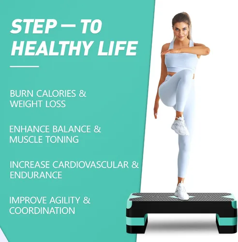 Miniatura 6 de GYMMAGE Escalón de ejercicio aeróbico, escalón aeróbico ajustable para ejercicio, plataforma de entrenamiento para escalonar, plataforma de pasos