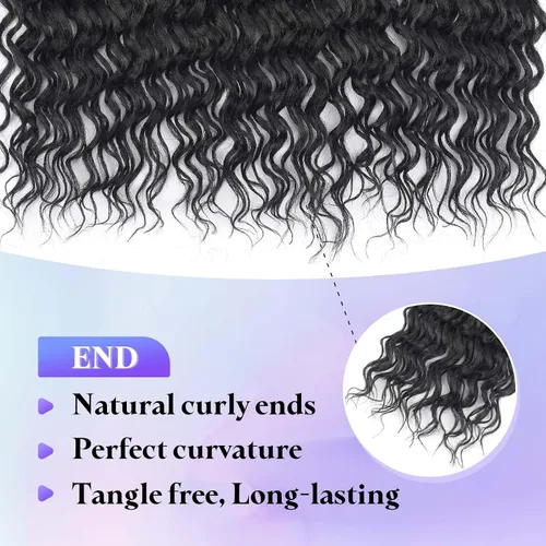 Miniatura 6 de Goddess Locs Cabello de Ganchillo de 24 Pulgadas Ondas Profundas 8 Paquetes Nuevos Locs Sintéticos Suaves Trenzas de Ganchillo Extensiones de 1b
