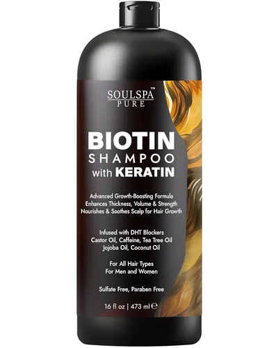 Miniatura 12 de Juego de champú y acondicionador de biotina con queratina – Fórmula avanzada sin sulfatos anti-adelgazamiento para el crecimiento del cabello