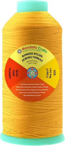Miniatura 28 de Mandala Crafts - Hilo de nailon para coser cuero, tapicería, mezclilla y para trenzar el pelo; resistente, 1500 yardas, tamaño 69 T70 Marrón