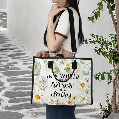 Miniatura 3 de LEVLO Bolsa de cosméticos de flores de margaritas, regalo para amantes de las margaritas, regalo en un mundo lleno de rosas, bolsa de maquillaje
