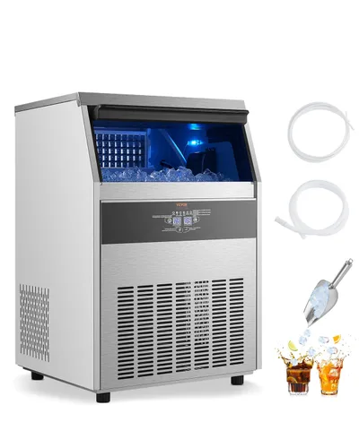 VEVOR Máquina de hielo comercial de 265 libras/24 horas, 108 cubitos de hielo en 15 minutos, máquina de hielo independiente con gran capacidad de