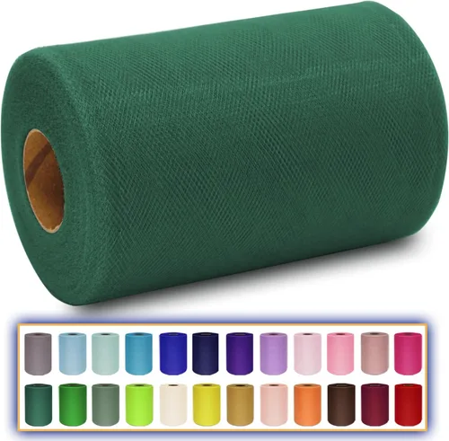 Miniatura 23 de Rollo de tela de tul azul agua de 6 pulgadas x 300 pies (100 yardas), cinta de tul mate cinta de red malla carrete para DIY falda tutú lazo de boda
