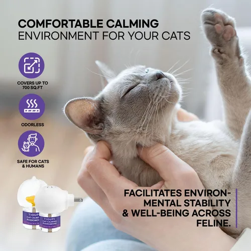 Miniatura 4 de Difusor calmante de feromonas para gatos: kit de 2 difusores y 2 recambios de valor superior - Difusor calmante para gatos ayuda a reducir arañazos