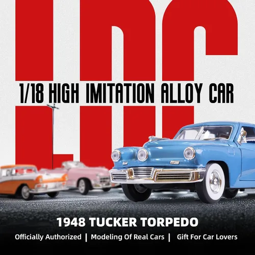 Miniatura 2 de 1948 Tucker Torpedo Escala 1/18 Modelo de Metal Fundido a Presión Premium Colección Clásica Vintage de Aleación de Coches con Vitrina, para Hombres