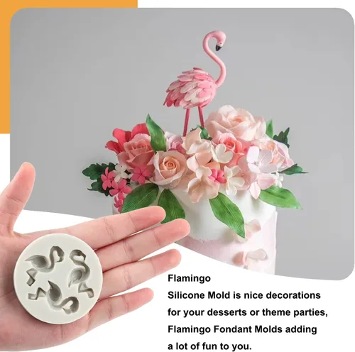 Miniatura 3 de Sijiangmold Molde de silicona con hojas tropicales de flamenco, moldes de fondant de flores de hibisco, moldes de piña y chocolate para decoración