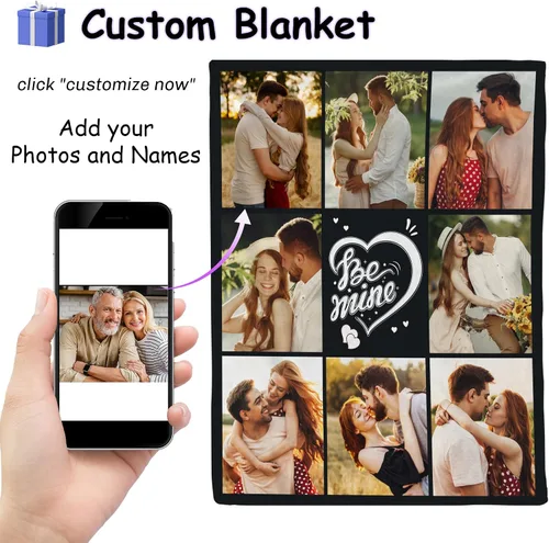 Miniatura 2 de Manta con fotos personalizada para novio, regalos del día de San Valentín, manta de fotos personalizada, regalos de novio de novia, regalos del día