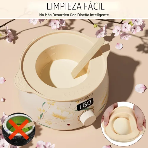 Miniatura 6 de KOTAMU - Kit de depilación con cera para mujeres y hombres, calentador de cera para depilación, kit de cera digital con olla de silicona, ideal