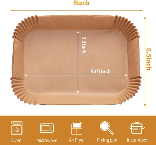 Miniatura 4 de Forro de papel desechable para freidora de aire, 100 piezas de revestimientos de pergamino de grado alimenticio para Ninja DZ201, accesorios