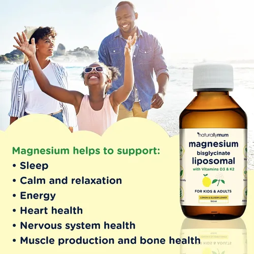 Miniatura 3 de Liposomal de magnesio con vitaminas D3 y K2 Bisglicinato de magnesio para niños y adultos Suplemento líquido altamente absorbente Sabor a
