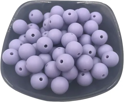 Miniatura 48 de Cuentas de perlas de silicona focales para bolígrafo, 100 cuentas redondas de silicona sueltas de 0.59 pulgadas a granel para llavero, mamá mujer