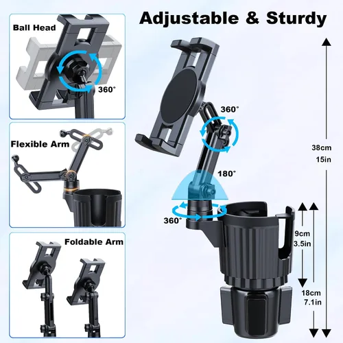 Miniatura 4 de Soporte para tablet con brazo ajustable para tablet iPhone de 3 a 11 pulgadas, iPad Pro Air Mini, Fire, iPhone 15, Galaxy S24 Z Fold 5
