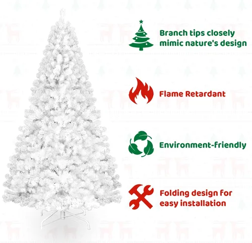 Miniatura 2 de Árbol de Navidad blanco de 4 pies, campo de nieve artificial, abeto Douglas, decoración de fiesta de Navidad, fácil de limpiar y montar, base
