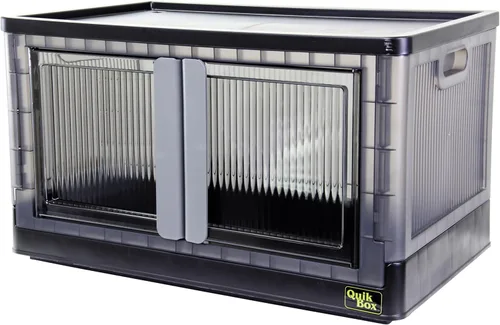 dbest products Quik Box - Contenedores de almacenamiento apilables de 19 galones con puertas, organizador plegable, contenedor plegable, para