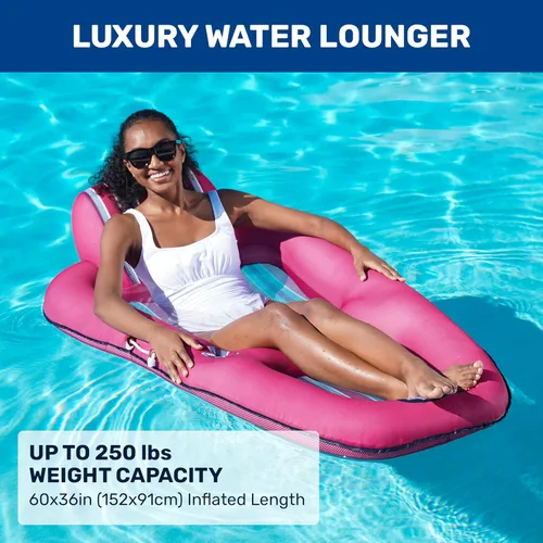Miniatura 2 de Aqua Luxury Water Pool Lounge – Extra Large – Inflatable Pool Floats for Adults with Headrest, Backrest, Footrest & Cupholder – Multiple