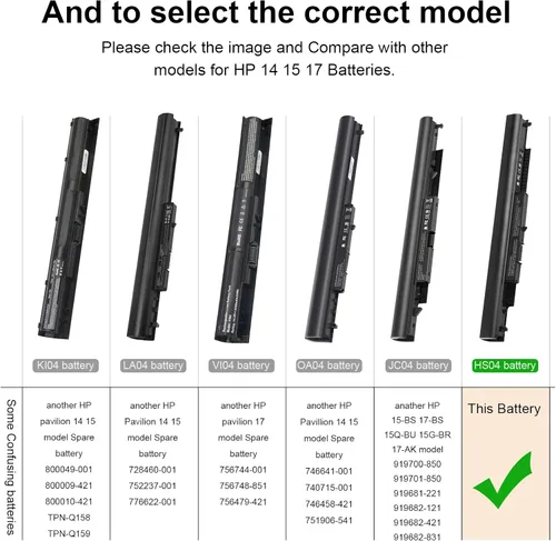 Miniatura 4 de 807956-001 807957-001 Batería de repuesto HS03 HS04 para laptop HP 240 G4, 245 G4, 250 G4, 255 G4, 256 G4 Series compatible con Notebook 14 14G 15