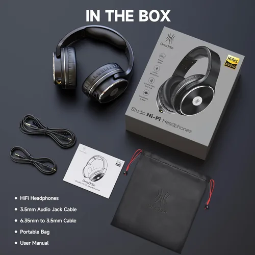 Miniatura 8 de OneOdio - Auriculares con cable para diadema con aislamiento de ruido, doble conector, profesionales para estudio, monitorización y mezclas