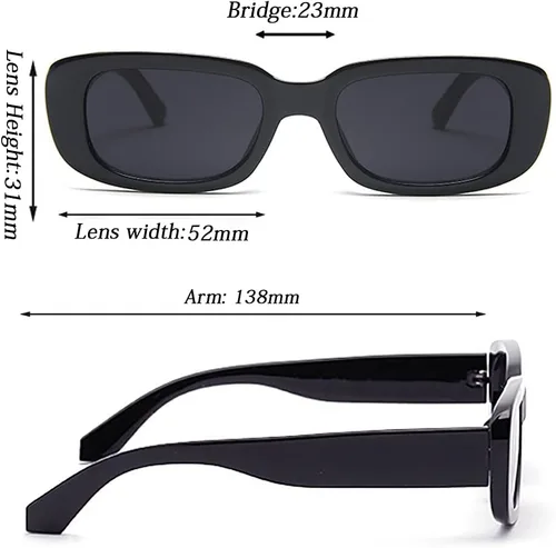 Miniatura 4 de Tskestvy Paquete de 2 lentes de sol rectangulares cuadrados para mujeres y hombres, Y2K retro a la moda, vintage, de los años 90, bonita estética