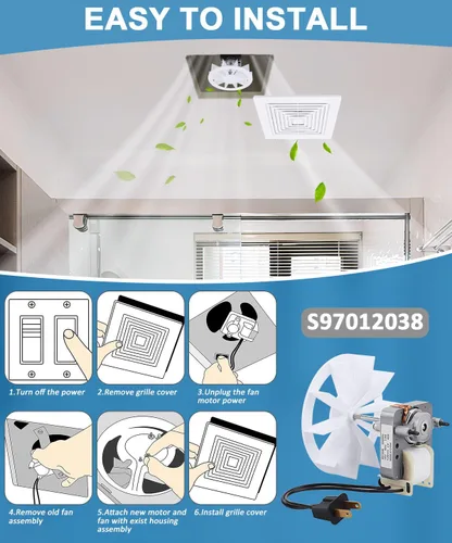 Miniatura 7 de S97012038 - Kit de motores eléctricos de repuesto para ventilador de escape de baño Broan 659 662 663 668 678 688 50CFM 97012038 Motor de ventilador