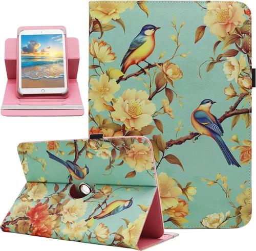 Miniatura 27 de Funda universal para tablet Android de 10 y 10.1 pulgadas, Dluggs de piel sintética con rotación de 360 grados, soporte multiángulo