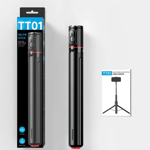 Miniatura 9 de Trípode para selfie de 70 pulgadas, color negro Un clic abierto, trípode de grabación de vídeo, varilla telescópica de aleación de aluminio
