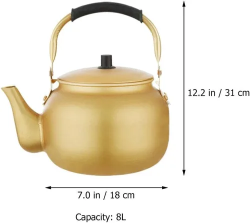 Miniatura 2 de Hervidor de té de aluminio para estufa, tetera clásica con base universal, tetera de 8 litros/34 onzas